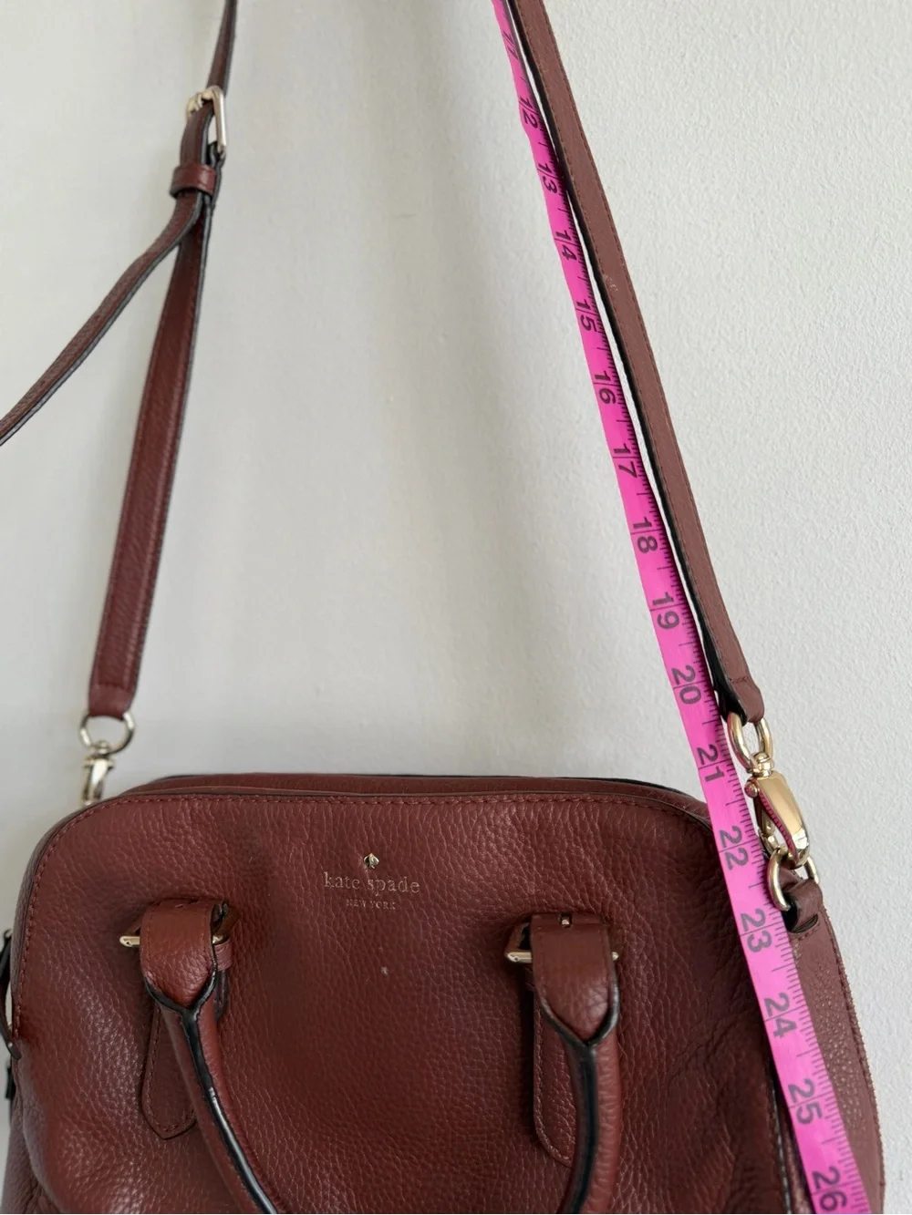 kate spade Brown Pebbled Leather Satchel with Gold Hardware